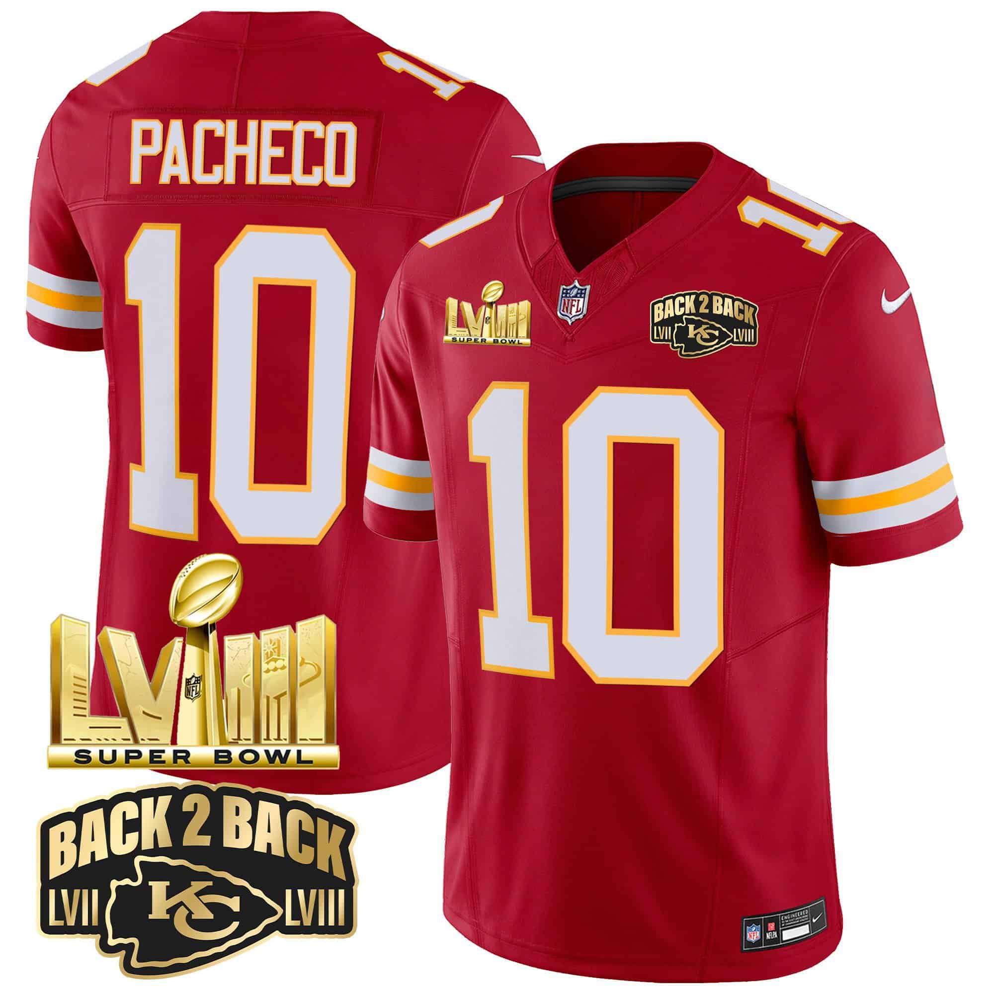 Men Kansas City Chiefs #10 Pacheco Red 2024 Nike Super Bowl LVIII & Back-2-Back Gold Patch Vapor NFL Jersey style 3->indianapolis colts->NFL Jersey